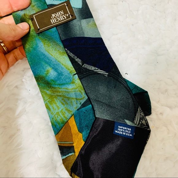 ⭐️ JOHN HENRY 100% Silk Art Deco Vintage Tie - Picture 5 of 5